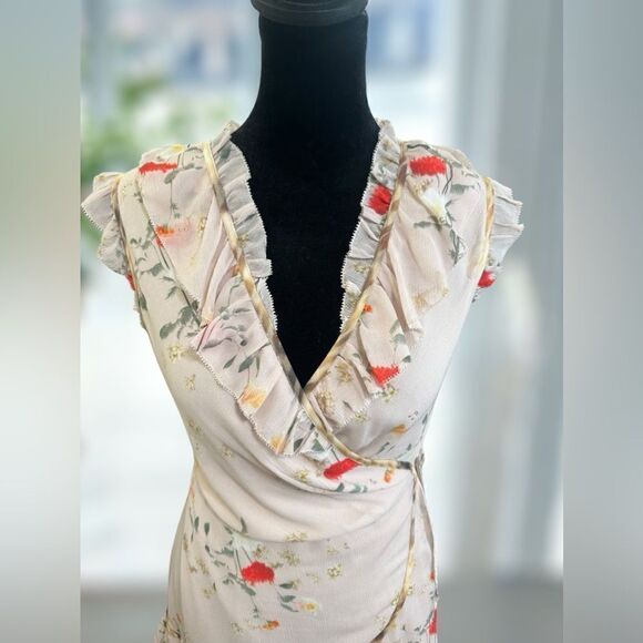 🔥🔥 NWT ALL SAINTS Musical Floral Wrap Mini Dress Size 6 US 10 UK EU 38 - Picture 8 of 16
